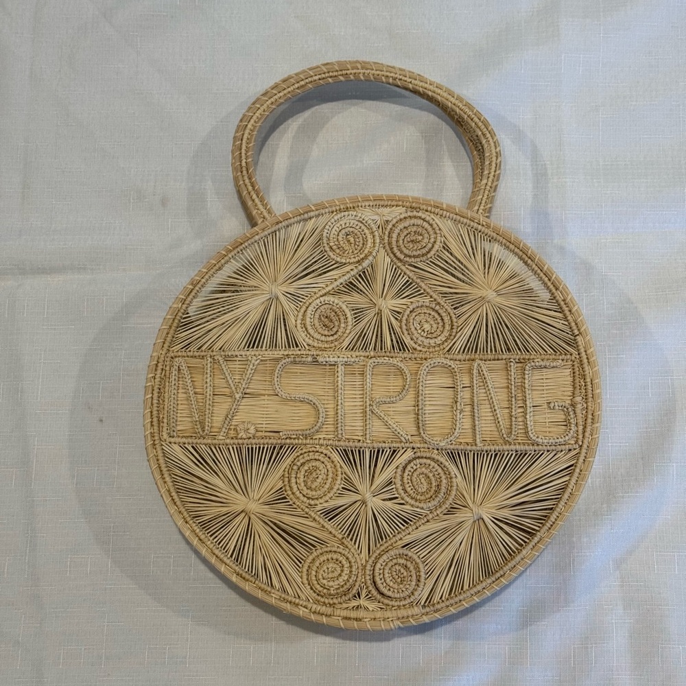 Lingua Franca NY Strong Handcrafted Woven Straw Bag